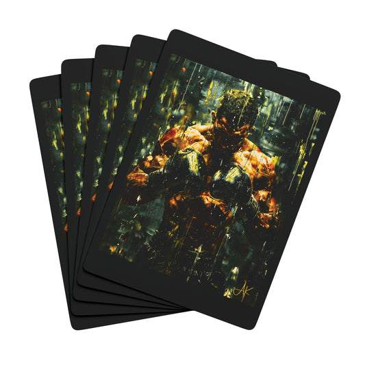 "Pre-Fight Prayer", Fine Art Playing Cards (70's Black)