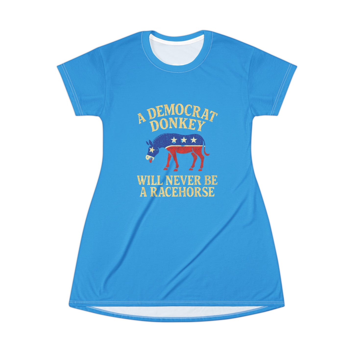 "A Democrat Donkey", T-Shirt Dress (Democrat Blue)