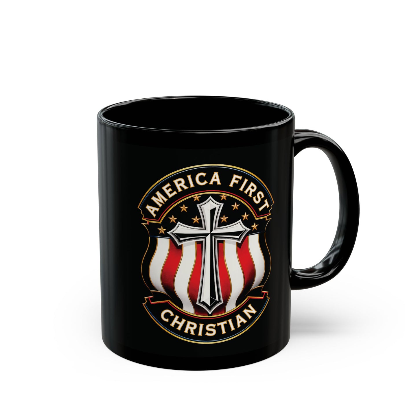 "America First Christian" #04, Black Mug (11oz & 15oz)