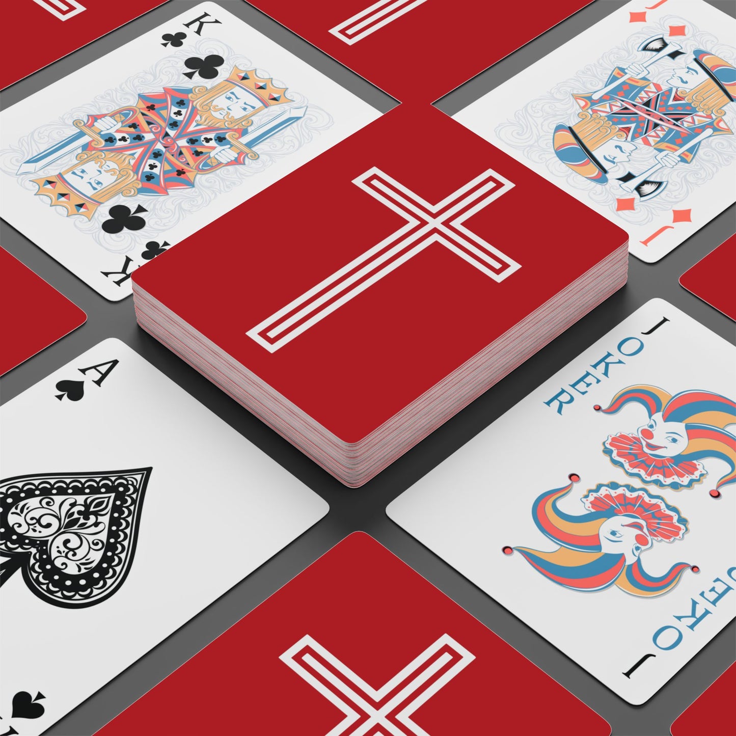 "A Simple Cross", Chrsitian Playing Cards (Flame Scarlet)