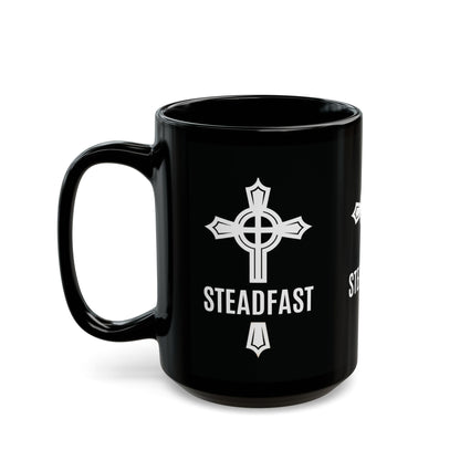 "Steadfast Cross", Black Mug (11oz & 15oz)