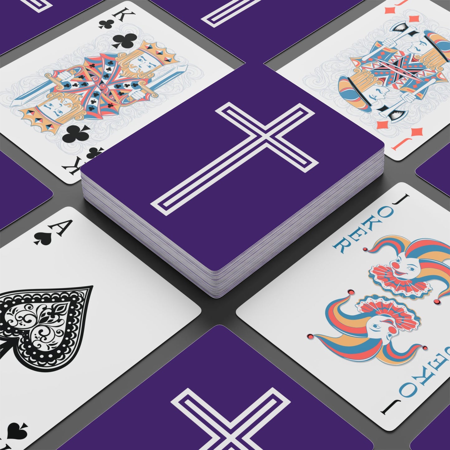 "A Simple Cross", Chrsitian Playing Cards (Deep Purple)