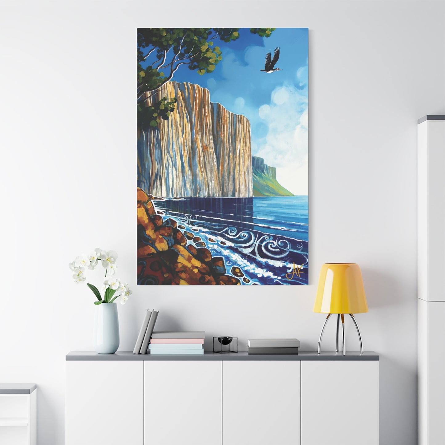 "Sky Kin IV – Gannet Over the Quiet Sound", Fine Art Matte Canvas, Stretched, 1.25"