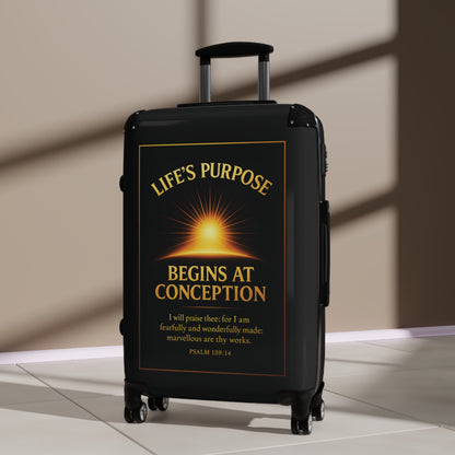 "Life's Purpose, Psalm 139:14", Suitcase (Righteous Black)