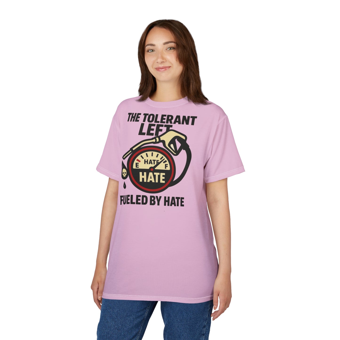 "The Tolerant Left", Unisex T-shirt (Abbey Veil Pink)