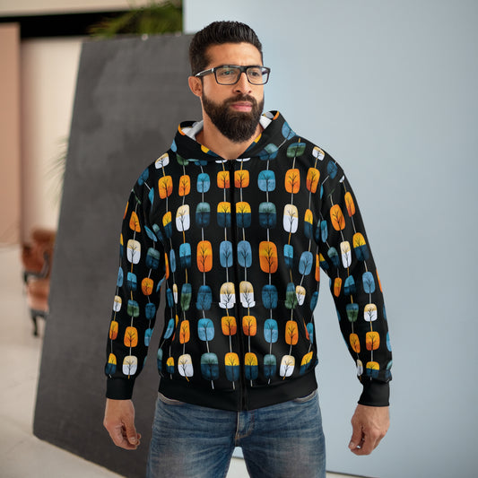 "Skyroot Grove", Unisex Wearable Art Zip Hoodie