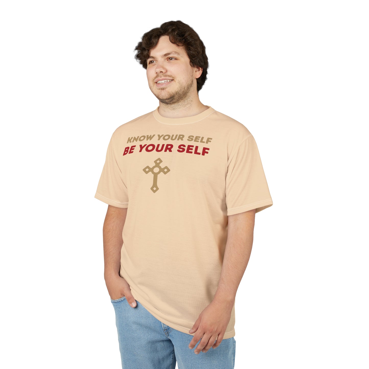 "Know Your Self", Unisex T-shirt (Cantaloupe Cream)