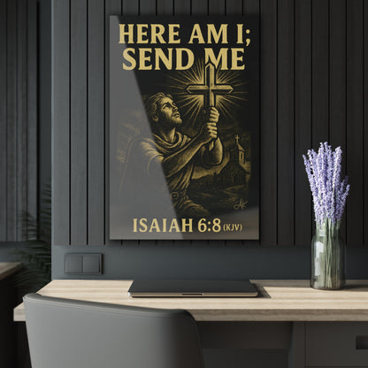 "Isaiah 6:8 (KJV)", Acrylic Wall Prints (French Cleat Hanging) (Shadow Black)