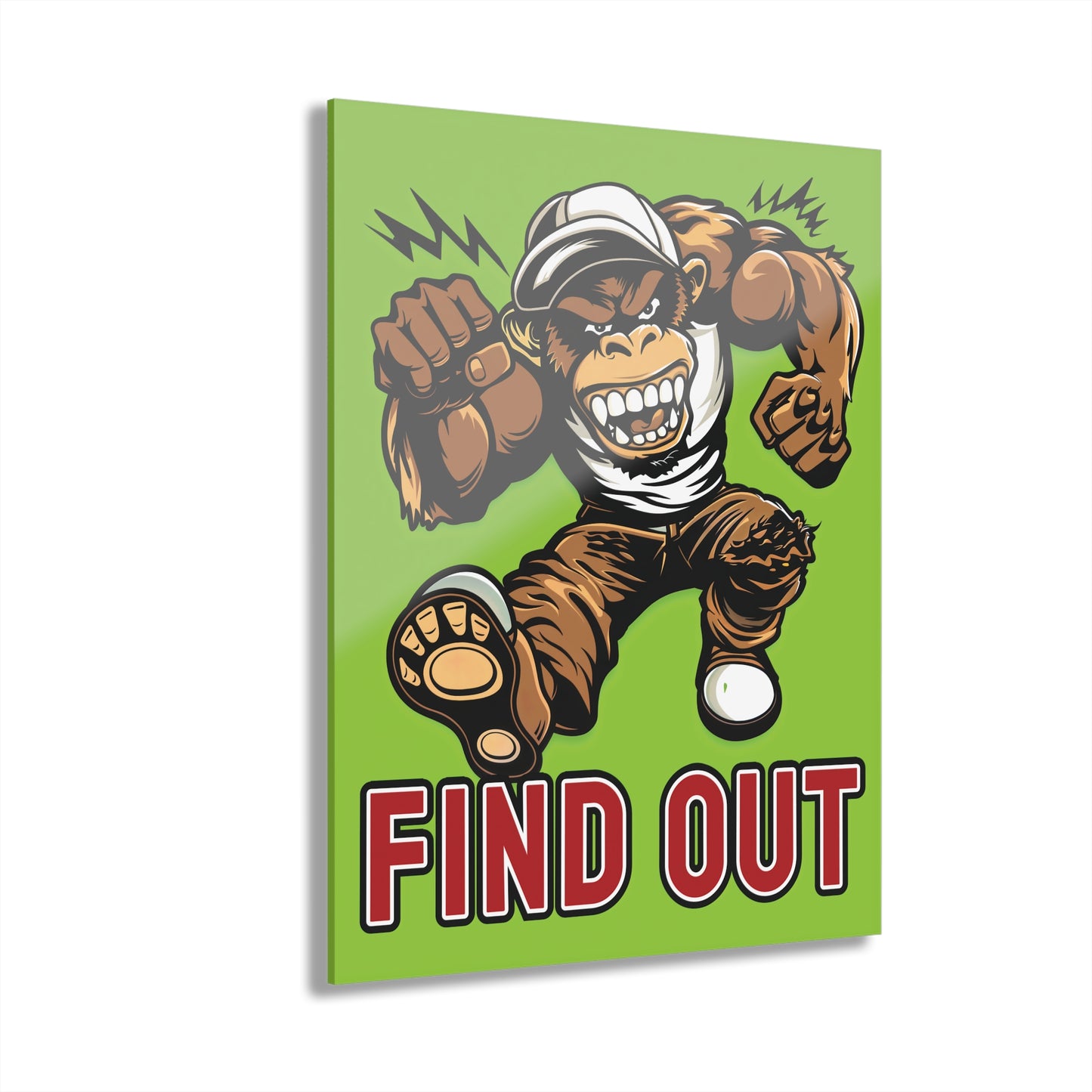 "Find Out", Acrylic Wall Prints (French Cleat Hanging) (Chartreuse Green)