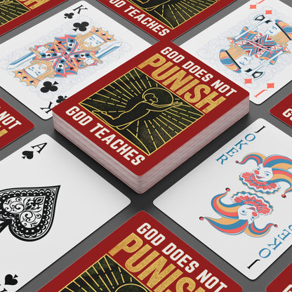 "God Does Not Punish - God Teaches" #03, Christian Playing Cards (Carnelian Red)