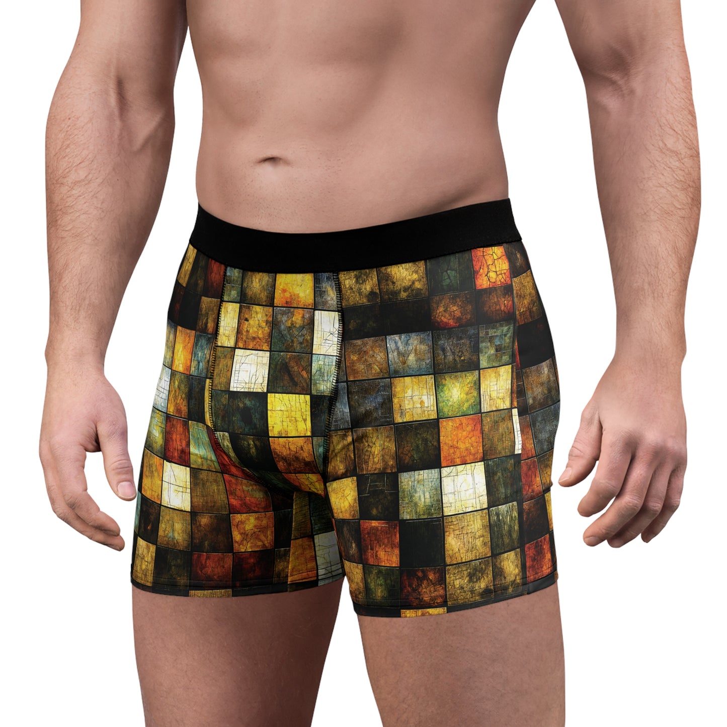 "Wood Block Pattern" #01, Men's Boxer Briefs