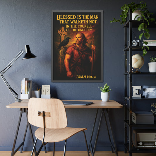 "Psalm 1:1 (KJV)", Framed Paper Poster (Peatshadow Black)