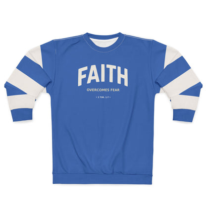 "Faith Overcomes Fear", Unisex Sweatshirt (Celtic Blue)