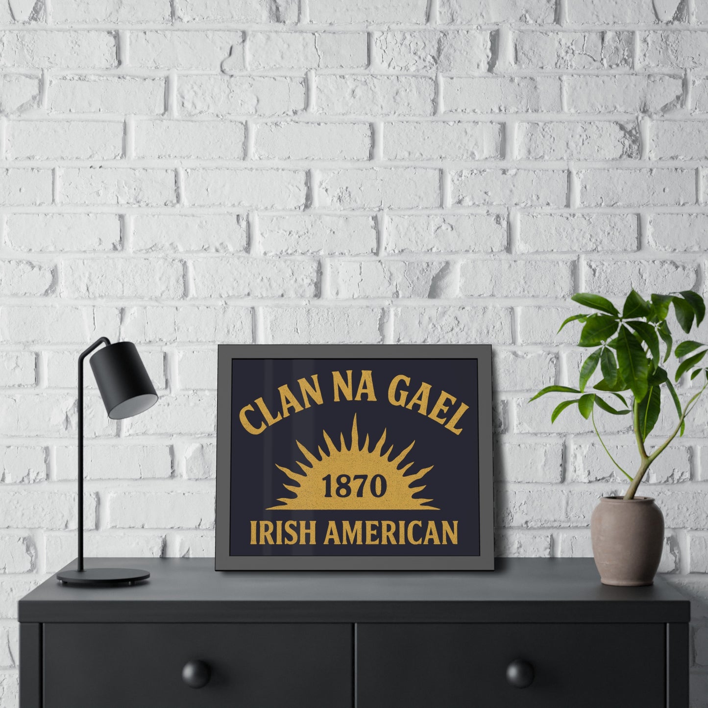 "Clan na Gael - Irish American", Framed Paper Poster (Black Rock Blue)