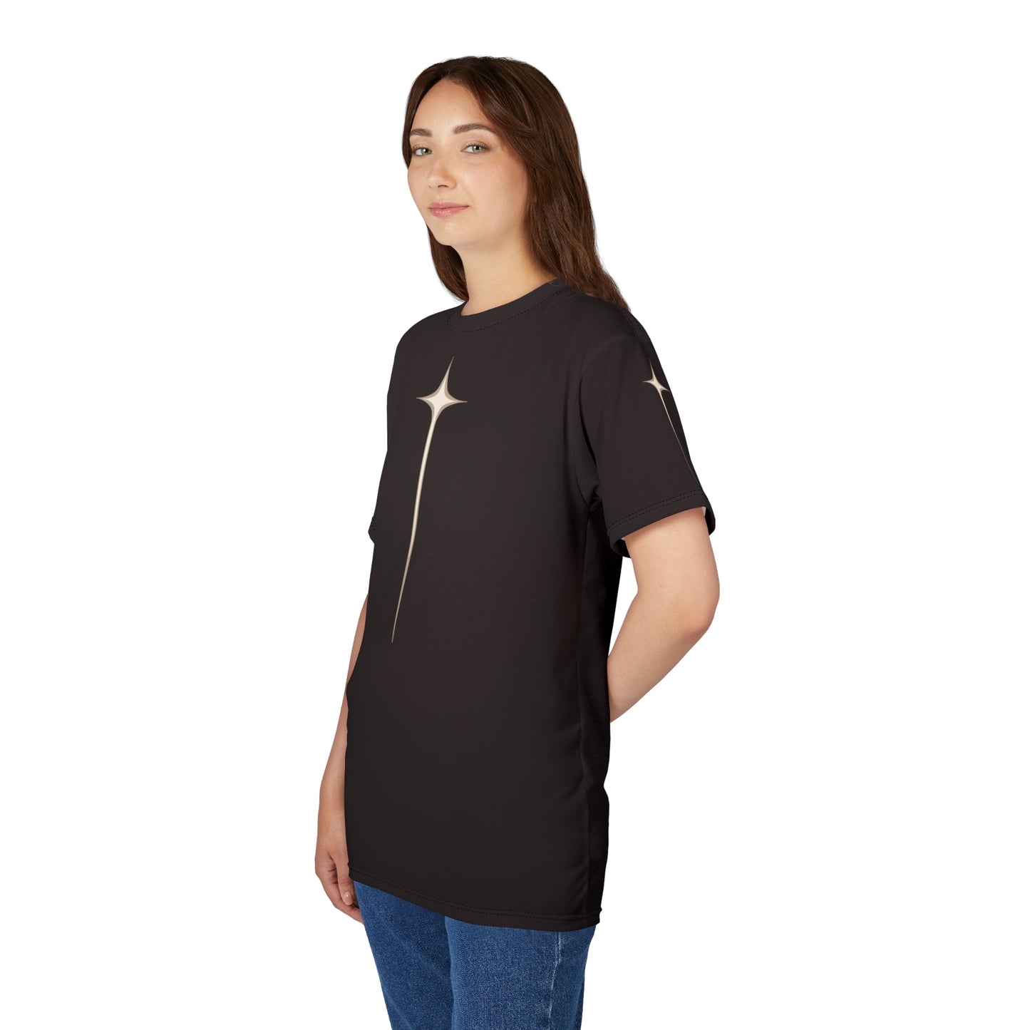 "Acts 17:28", Unisex T-shirt (Licorice Black)