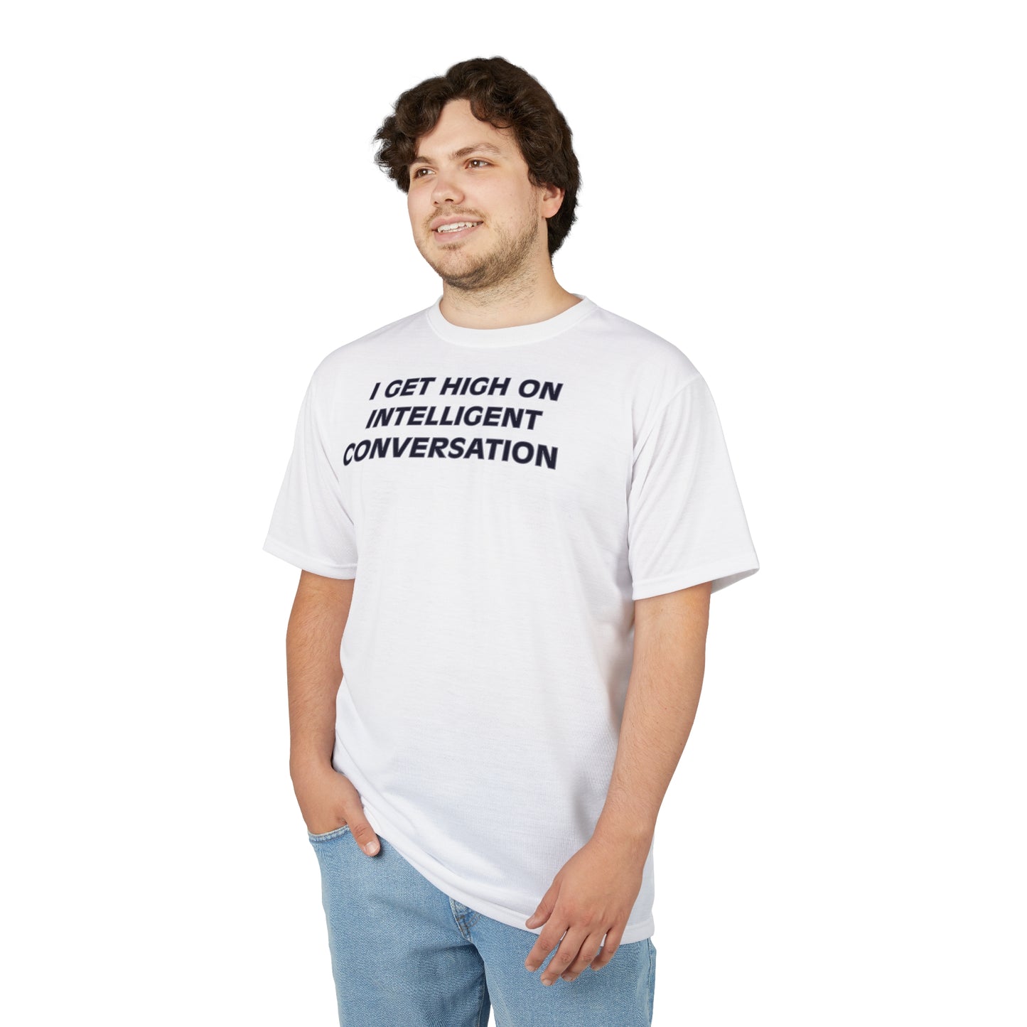 "Intelligent Conversation", Unisex T-shirt (White)