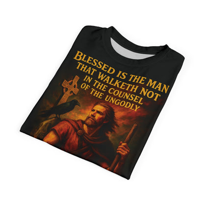 "Psalm 1:1 (KJV)", Wearable Art Unisex T-shirt (Void Black)