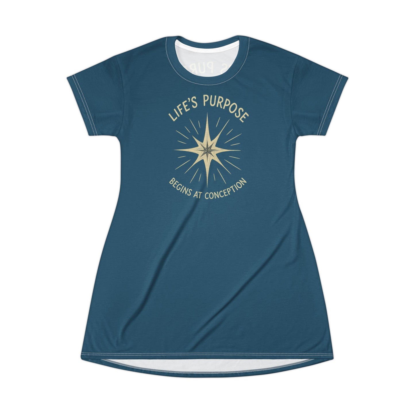 "Life's Purpose Begins at Conception #02", T-Shirt Dress (Manannán Blue)