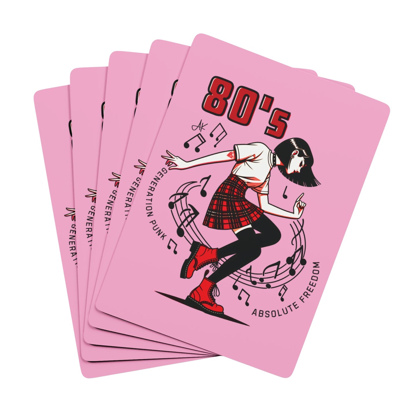 "80's Generation Punk", Retro Playing Cards (Light Hot Pink)