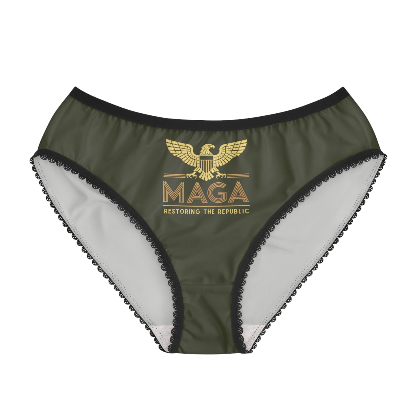 "MAGA - Restoring the Republic", Women's Briefs (Dark Olive Green)