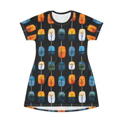 "Skyroot Grove", T-Shirt Dress (Skyroot Black Collar)