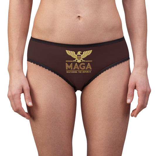 "MAGA - Restoring the Republic", Women's Briefs (Mahogany)