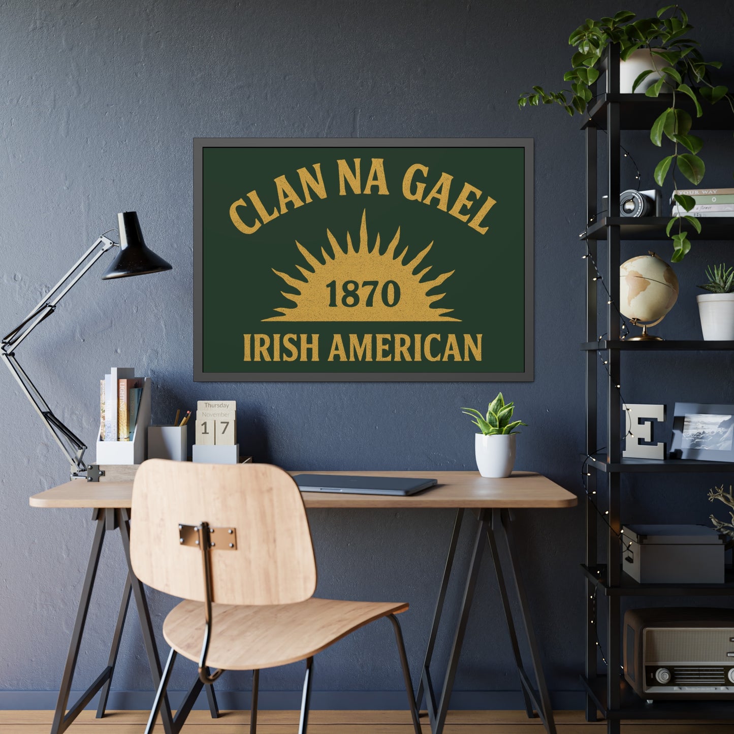 "Clan na Gael - Irish American", Framed Paper Poster (Fenian Green)