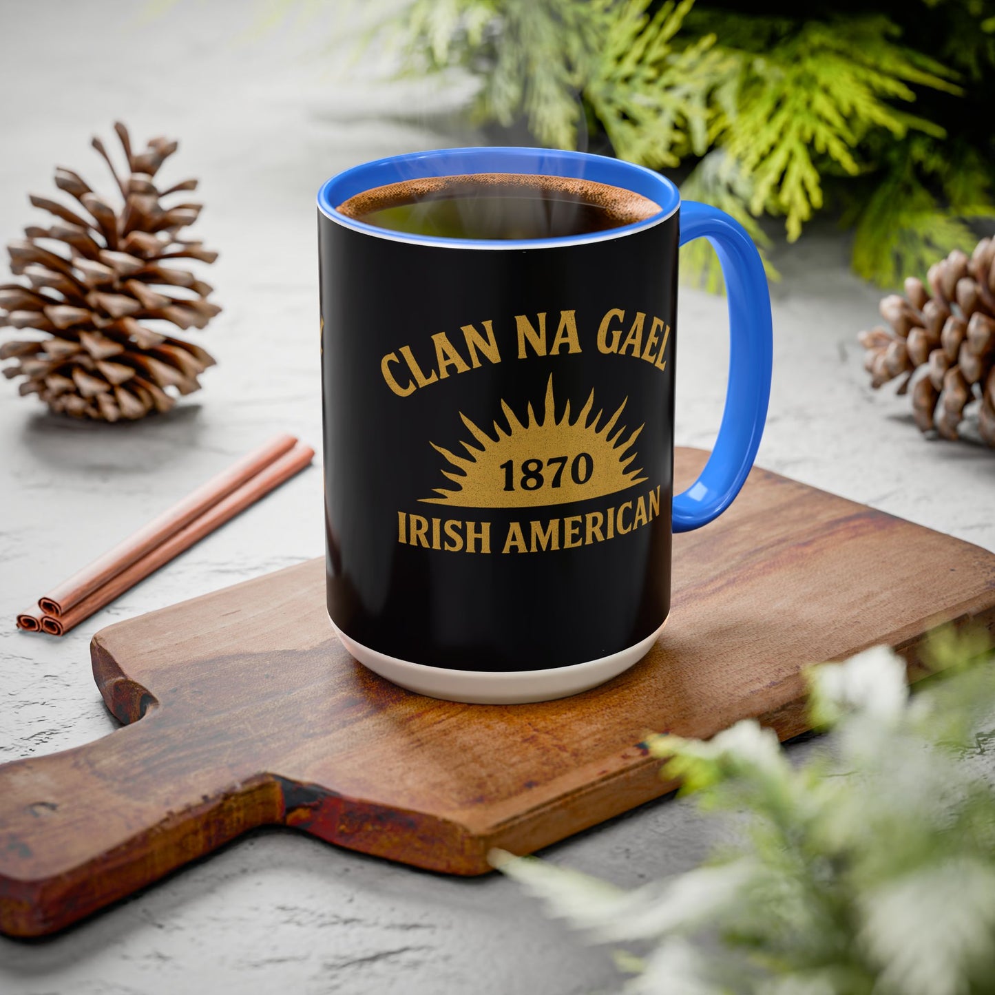 "Clan na Gael - Irish American", Colorful Mugs (11oz, 15oz) (Raven Black)