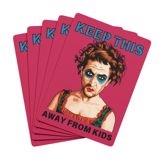 "Keep This Away from Kids", Cultural Playing Cards (Cerise)