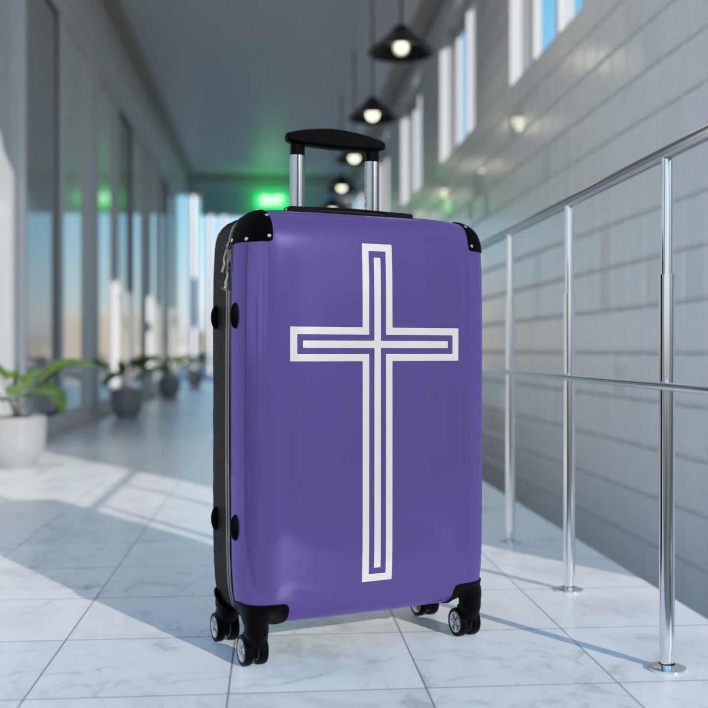 "A Simple Cross" Suitcases (Purple Blue)