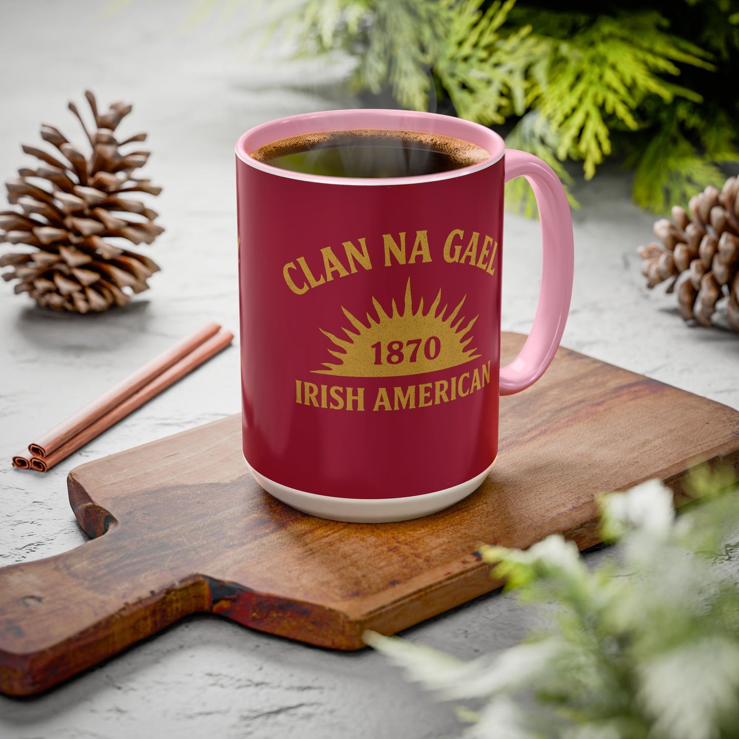 "Clan na Gael - Irish American", Colorful Mugs (11oz, 15oz) (Fénechas Red)