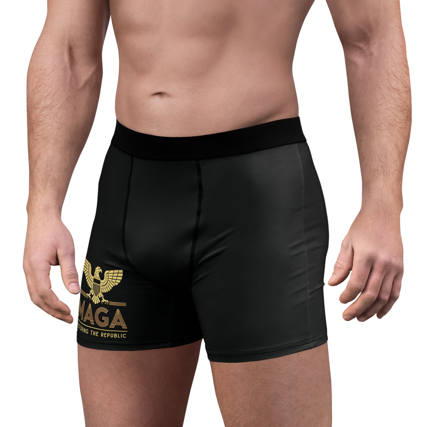 "MAGA - Restoring the Republic", Men's Boxer Briefs (Moonless Black)