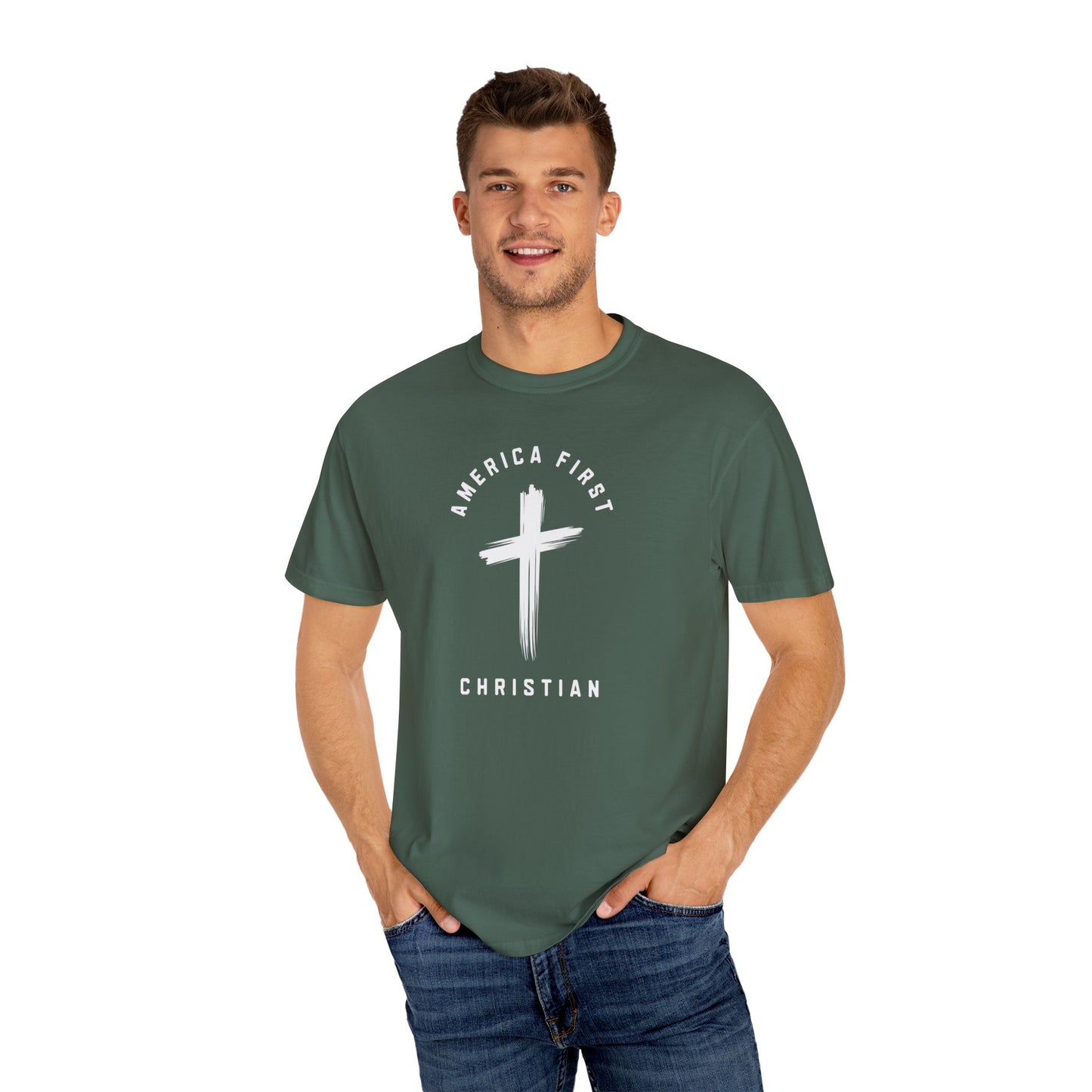 "America First Christian" #05, Unisex T-shirt (Dark Colors)