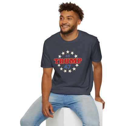 "Trump 45-47 Circle of Stars", Unisex Softstyle T-Shirt
