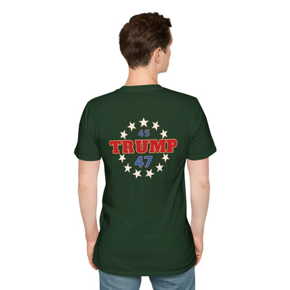 "Trump 45-47 Circle of Stars", Unisex Softstyle T-Shirt