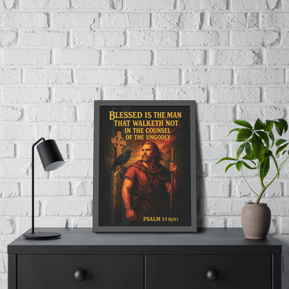 "Psalm 1:1 (KJV)", Framed Paper Poster (Peatshadow Black)