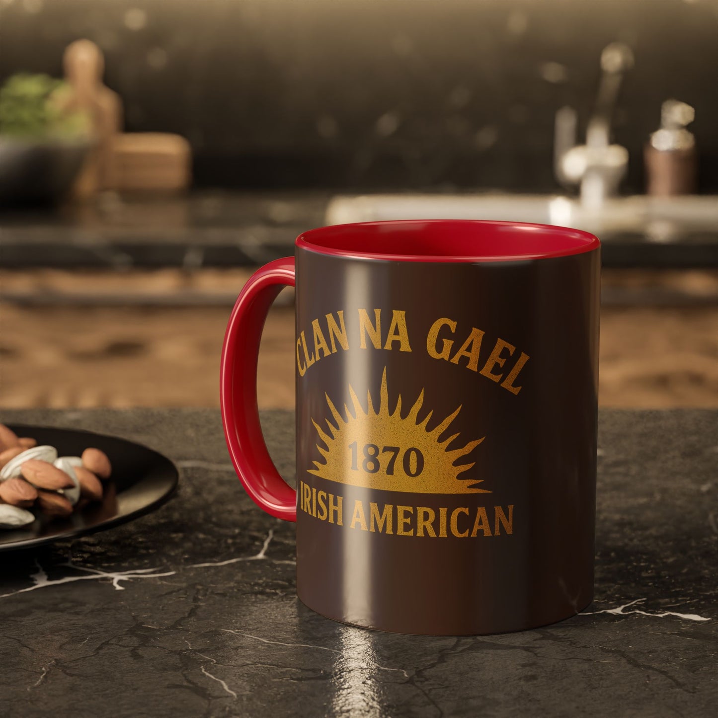 "Clan na Gael - Irish American", Colorful Mugs (11oz, 15oz) (Wild Boar Brown)