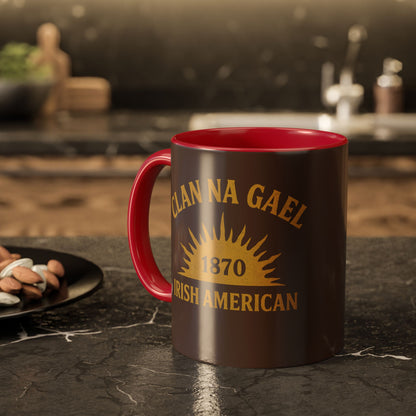 "Clan na Gael - Irish American", Colorful Mugs (11oz, 15oz) (Wild Boar Brown)
