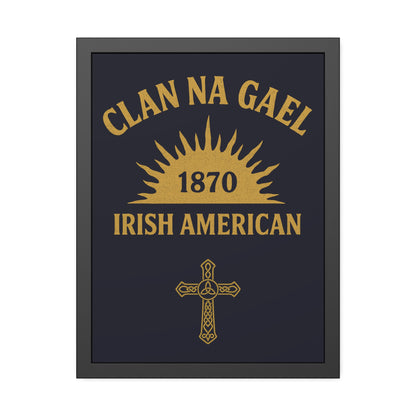 "Clan na Gael - Irish American", Framed Paper Poster (Black Rock Blue)