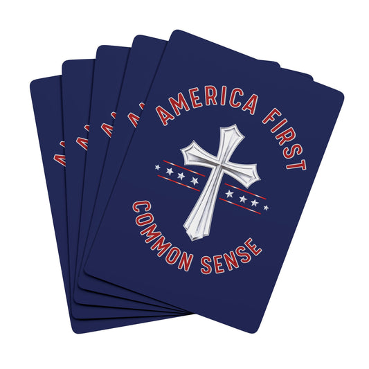 "America First - Common Sense", Political Playing Cards (Norway Blue)