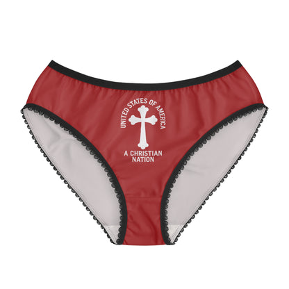"USA - A Christian Nation" #04, Women's Briefs (Epidii Red)