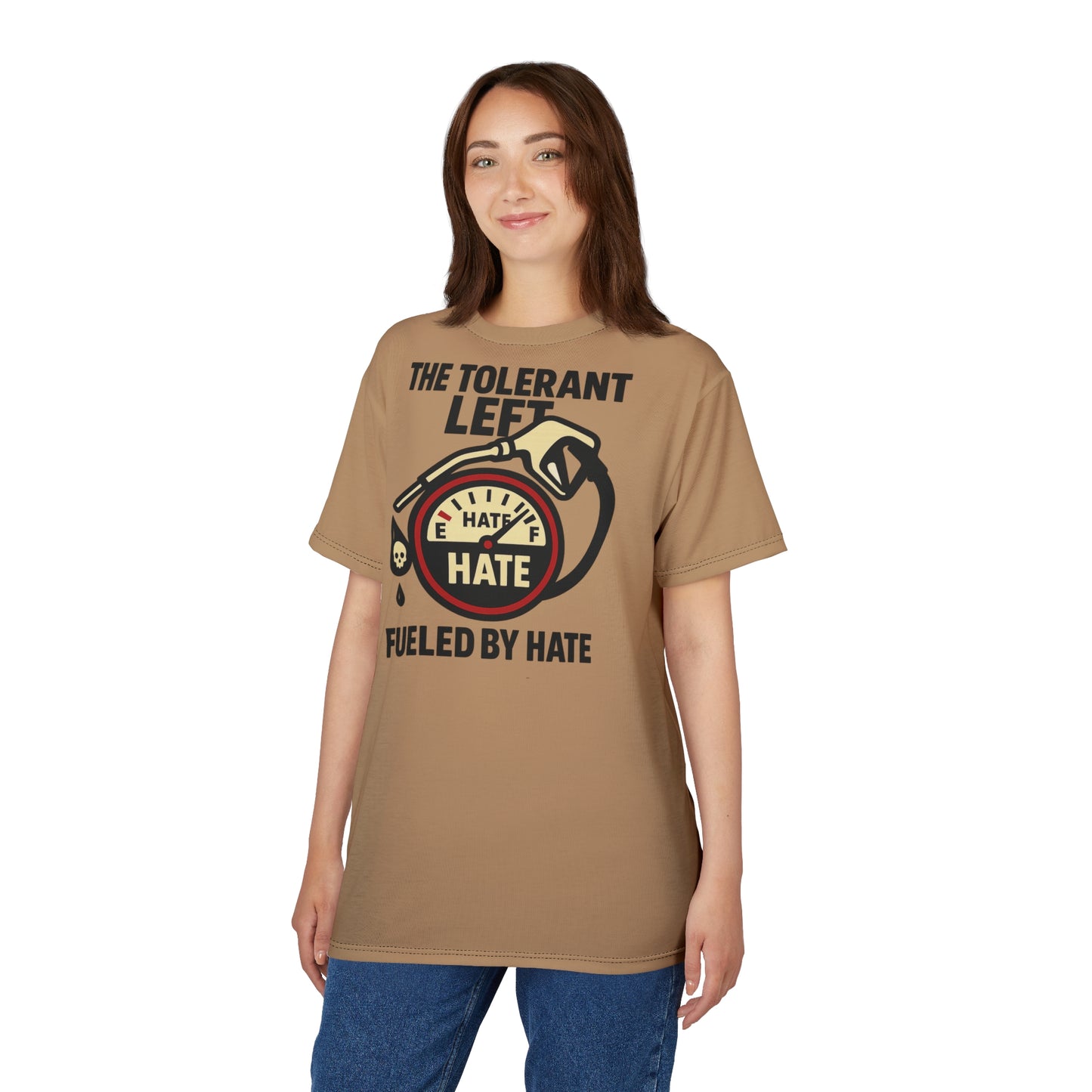 "The Tolerant Left", Unisex T-shirt (Camel Brown)