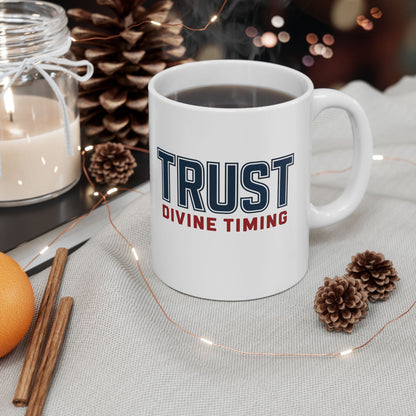 "Trust Divine Timing" #02, White Mug (11oz & 15oz)