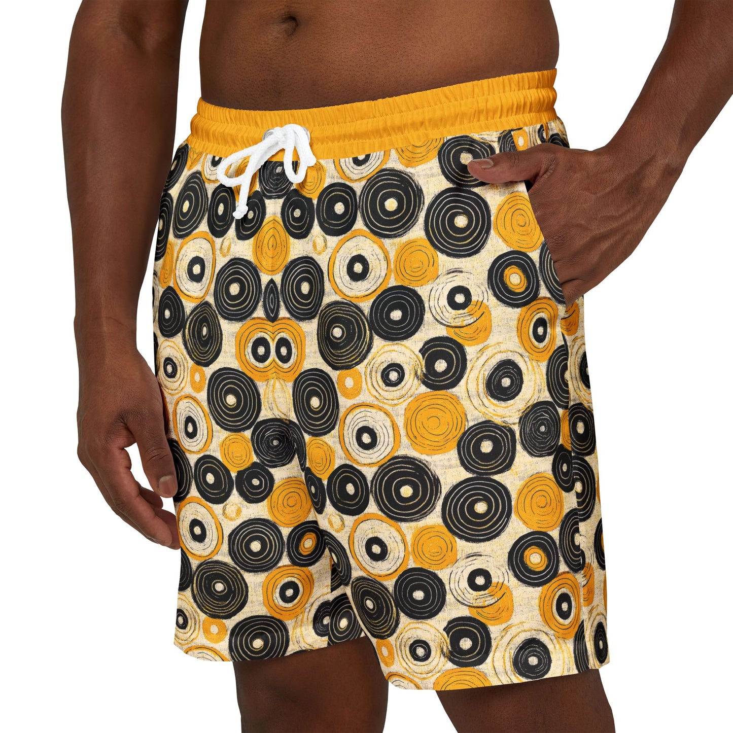 "Old 45's", Swim Shorts (Cyber Yellow Waistband)