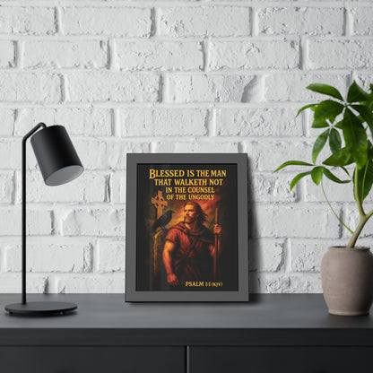 "Psalm 1:1 (KJV)", Framed Paper Poster (Peatshadow Black)