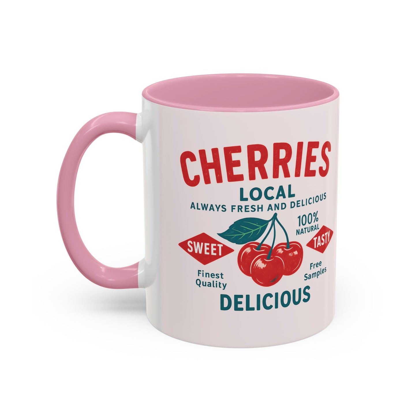 "Delicious Cherries", Colorful Mugs (11oz, 15oz) (Sea Salt Sherbet)