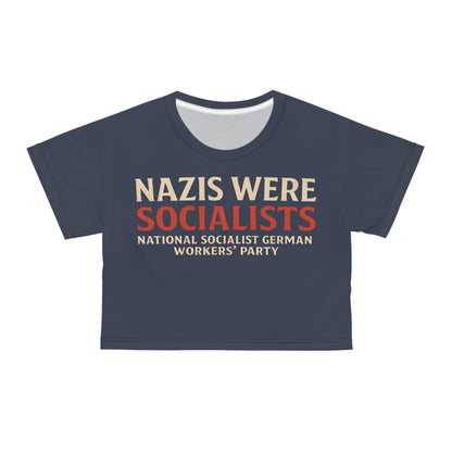 "Nazis were Socialists", Wearable Pattern Art Crop Tee (Burka Blue Grey)