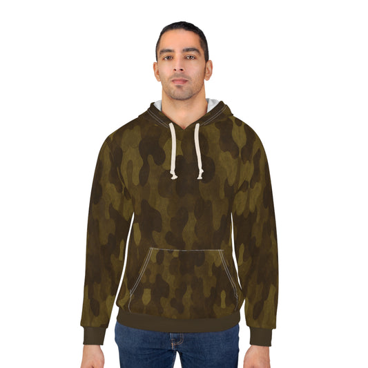 "Swamp Recon Camouflage", Unisex Wearable Art Pullover Hoodie (Bayou Bark Cuffs & Waist)