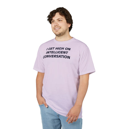 "Intelligent Conversation", Unisex T-shirt (Sheer Lavender)