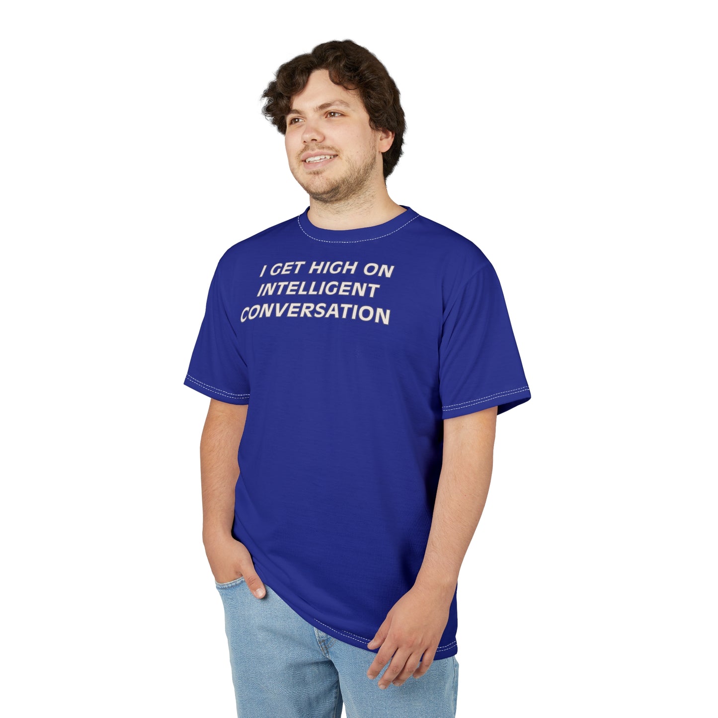 "Intelligent Conversation", Unisex T-shirt (North Star Blue)